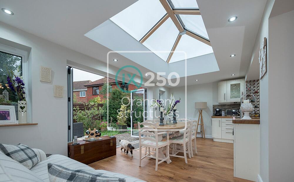 Interior view of a roof lantern installation
