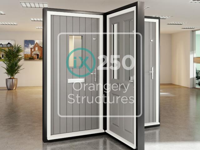 Multiple doors in an exhibition stand at a showroom