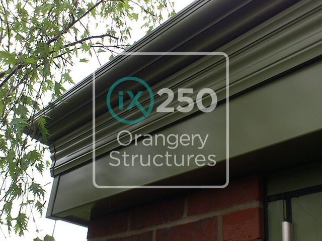 close up of orangery guttering