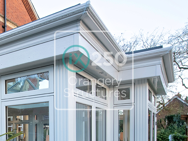 close up of orangery guttering
